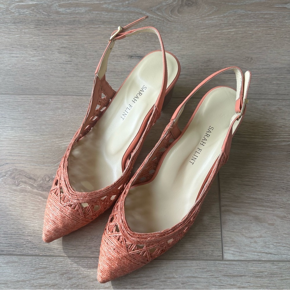 Sarah Flint Coral Woven Slingback Pumps - Picture 12 of 16